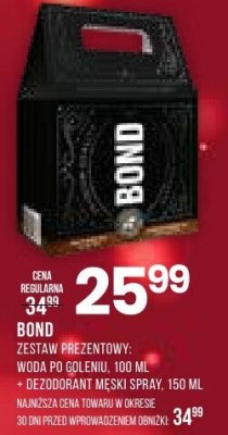 Zestaw prezentowy Bond woda po goleniu, 100 ml + dezodorant męski spray, 150 ml promocja w Drogerie Natura