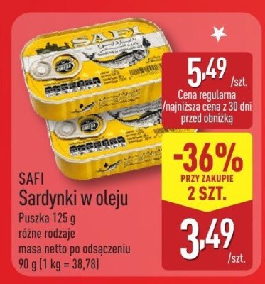 Sardynki SAFI Sardynki w oleju promocja w Aldi