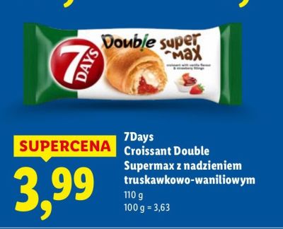 Croissant 7Days Double Supermax z nadzieniem truskawkowo-waniliowym promocja w Lidl