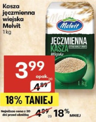 Kasza jęczmienna wiejska Melvit 1 kg promocja w Delikatesy Centrum