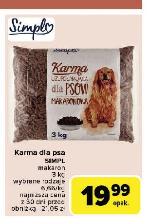 Karma uzupełniająca dla psów makaronowa Simpl promocja