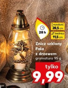 Znicz szklany fala z drzewem promocja w Kaufland