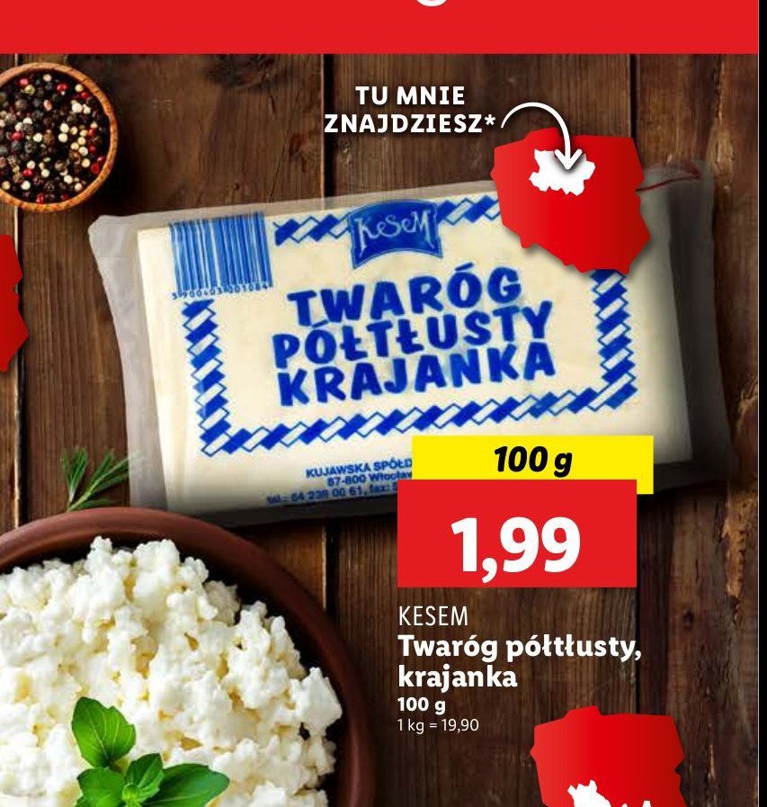 Twaróg półtłusty krajanka Kesem promocja w Lidl