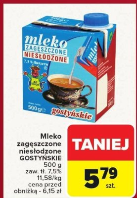 Mleko zagęszczone niesłodzone GOSTYŃSKIE 500g promocja w Carrefour Market