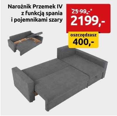 Narożnik Przemek IV z funkcją spania i pojemnikami szary promocja w Black Red White