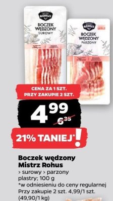 Boczek wędzony Mistrz Rohus parzony promocja w Netto