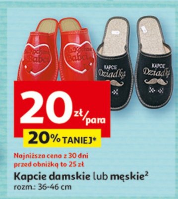 Kapcie damskie lub męskie promocja w Auchan