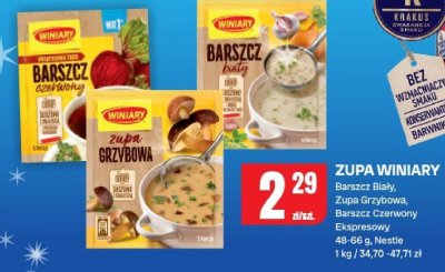 Zupa Winiary Barszcz Biały, Zupa Grzybowa, Barszcz Czerwony Ekspresowy promocja w Chorten