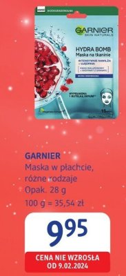 Maska w płachcie HYDRA BOMB GARNIER promocja w Drogerie DM