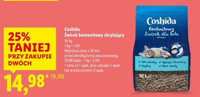Żwirek bentonitowy zbylający Coshida, 10kg promocja w Lidl
