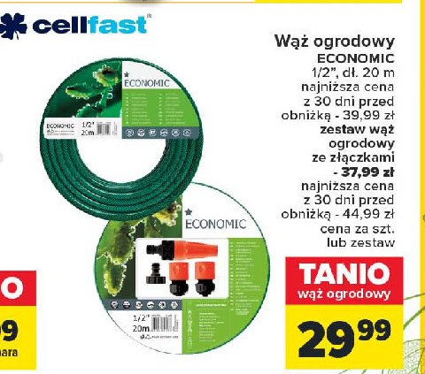 Wąż economic 1.2" 20 m + końcówki 1/2 Cellfast promocja