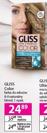 Krem koloryzujący do włosów 8-0 naturalny blond Gliss kur care & moisture color promocja