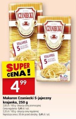 Makaron Czaniecki 5-jajeczny krajanka, 250 g promocja w Twój Market