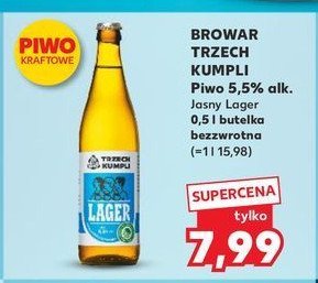 Piwo Trzech kumpli lager promocja w Kaufland