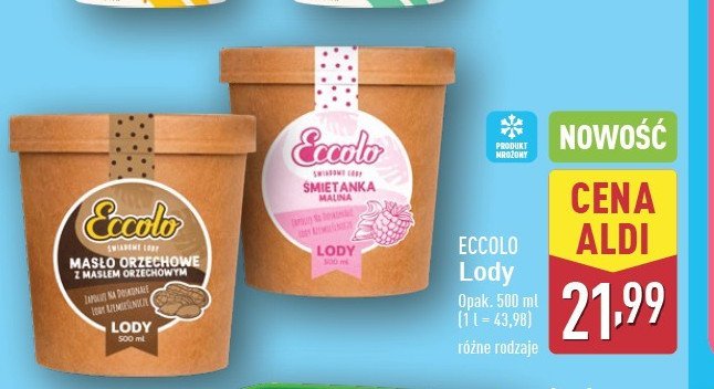 Lody śmietanka malina Eccolo promocja w Aldi