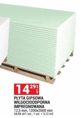 Płyta gipsowa wilgocioodporna impregnowana promocja w Merkury Market