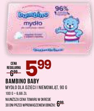 Mydło Bambino Baby dla dzieci i niemowląt, 90 g promocja w Drogerie Natura
