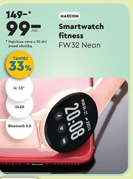 Smartwatch fit fw32 neon różowy Maxcom promocja