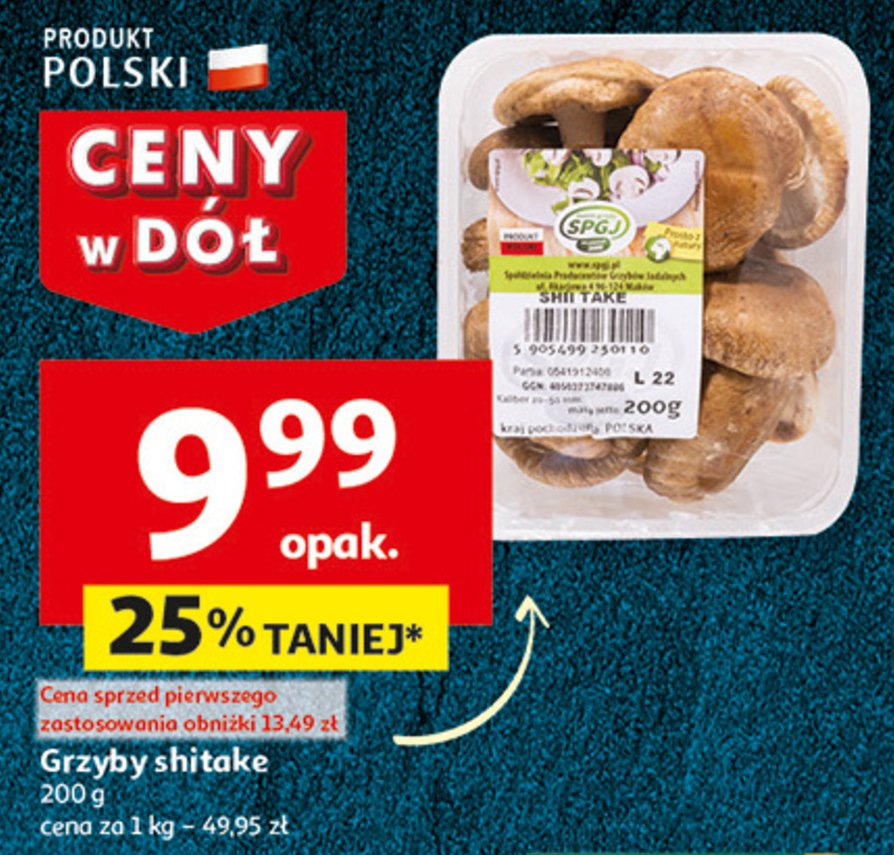 Grzyby shitake promocja w Auchan