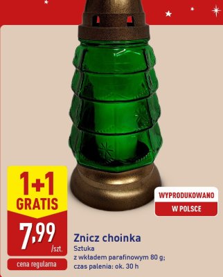 Znicz choinka 1+1 GFRATIS promocja w Aldi