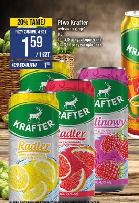 Piwo Krafter radler grejpfrutowy promocja w Supeco