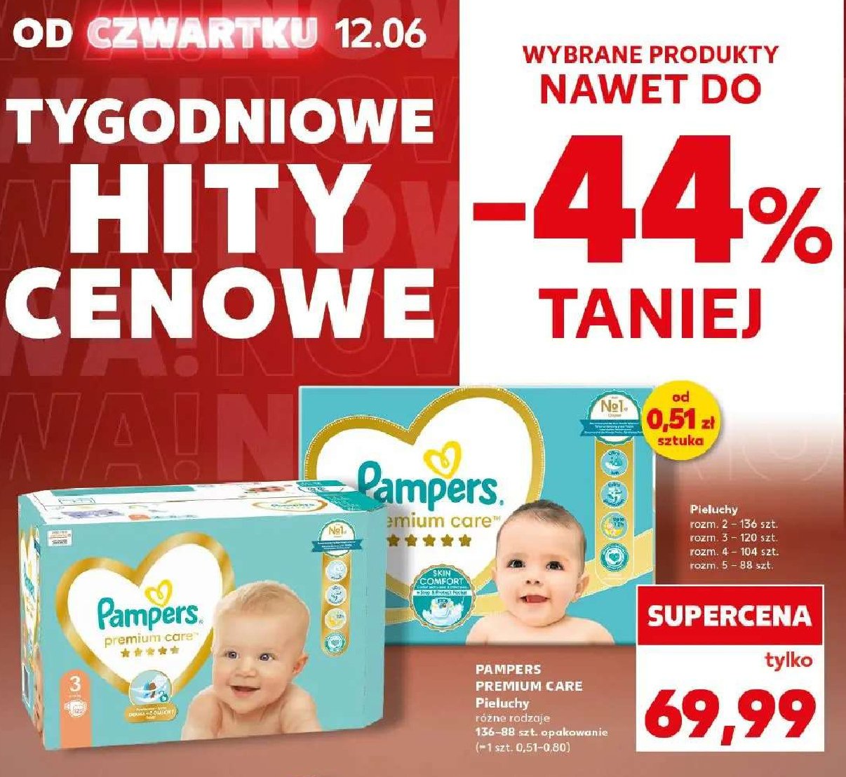 Pieluszki dla dzieci 2 mini Pampers premium care promocja