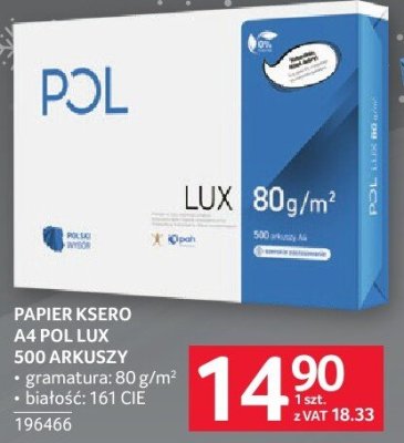 Papier ksero A4 Pol Lux 500 arkuszy promocja w Selgros