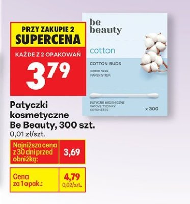 Patyczki kosmetyczne Be Beauty, 300 szt.  promocja w Biedronka