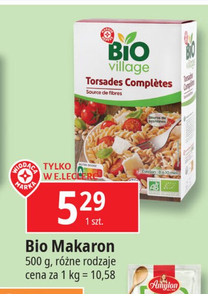 Makaron świderki Wiodąca marka bio village promocja