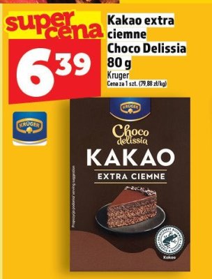 Kakao extra ciemne Choco Delissia Kruger 80 g promocja w TOPAZ
