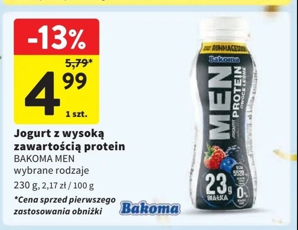 Jogurt owoce leśne Bakoma men promocja