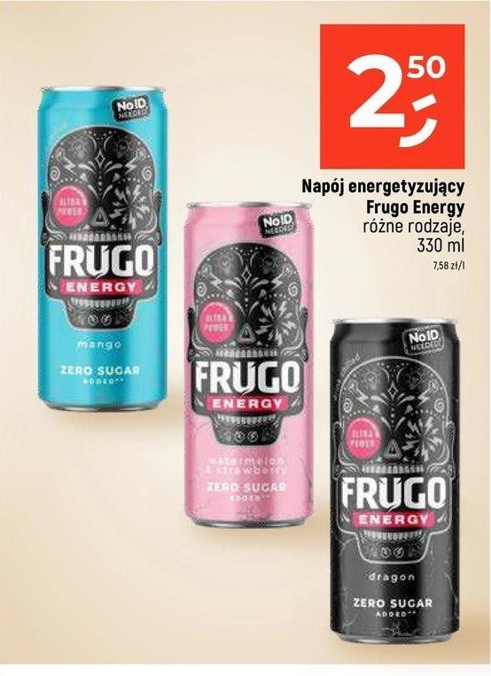 Napój energetyczny watermelon strawberry no sugar Frugo promocja