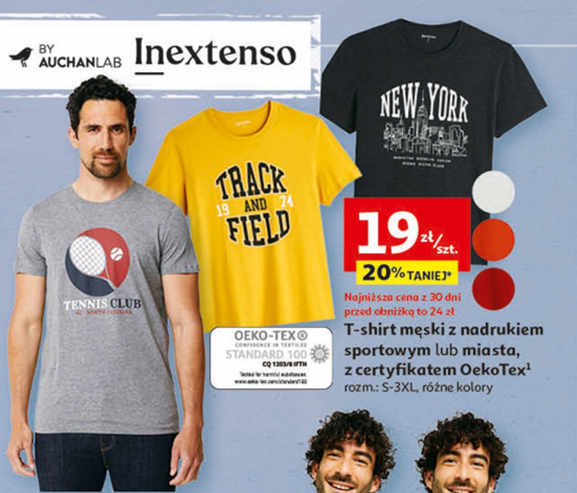T-shirt męski z nadrukiem Auchan inextenso promocja