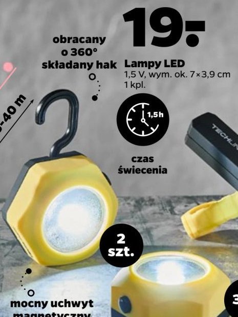 Lampki led z uchwytem Techliner promocja w Netto