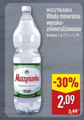 Woda mineralna wysoko-zmineralizowana Muszynianka 1,5 l promocja w Aldi
