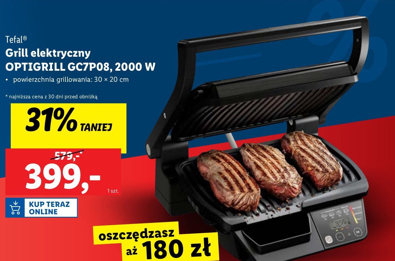 Grill elektryczny gc712d 2000 w Tefal promocja