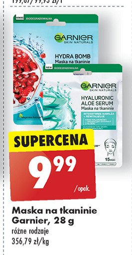 Maska do twarzy na tkaninie na noc Garnier fructis hydra bomb promocja