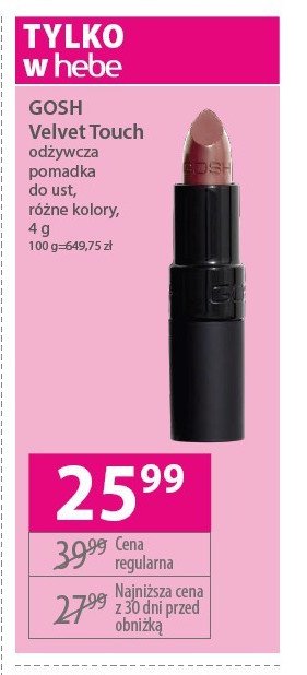 Pomadka do ust 001 baby GOSH VELVET TOUCH promocja