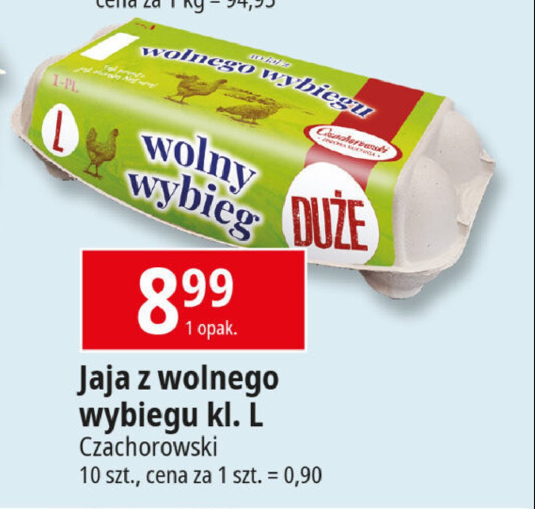 Jaja z wolnego wybiegu kl. l Czachorowski promocja