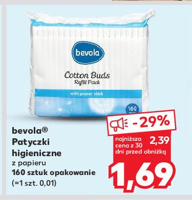 Patyczki higieniczne z papieru Bevola promocja w Kaufland