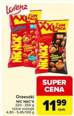 Orzeszki NIC NAC'S Double Crunch Peanut XXL Fun Pack promocja w Carrefour Market
