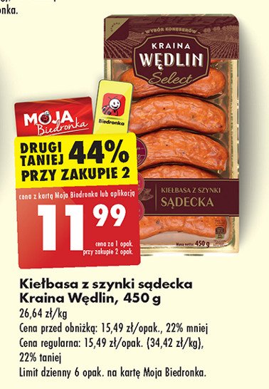 Kiełbasa z szynki sądecka Kraina wędlin select promocja