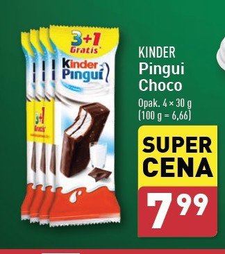 Baton kakaowy Kinder pingui promocja w Aldi