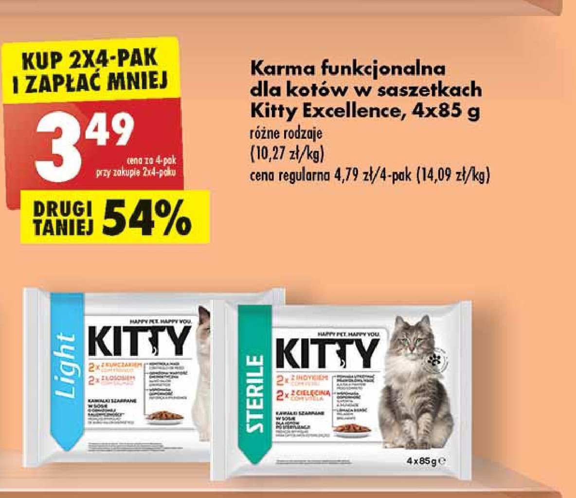 Karma dla kota sterile 2x indyk w sosie 2x cielęcina w sosie Kitty promocje