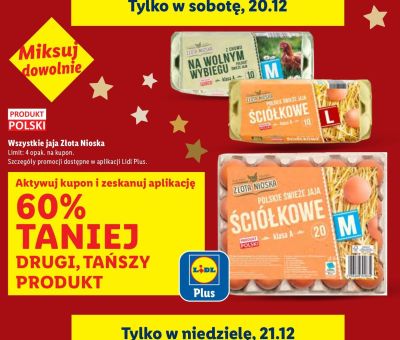 Jajka z chowu na wolnym wybiegu rozmiar M 10 szt. promocja w Lidl