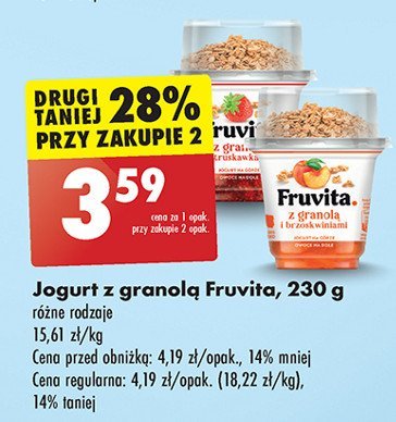 Jogurt brzoskwiniowy z granolą Fruvita promocja