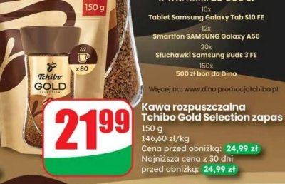 Kawa rozpuszczalna Gold Selection zapas promocja w Dino
