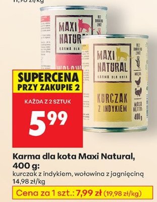 Karma dla kota Maxi Natural, 400 g: kurczak z indykiem, wołowina z jagnięciną promocja w Biedronka
