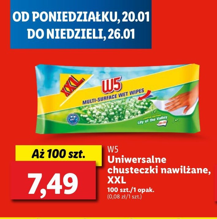 Chusteczki uniwersalne do czyszczenia W5 promocja