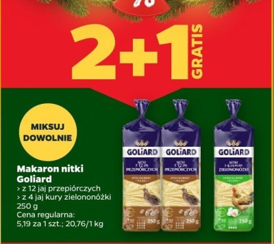 Makaron nitki z 12 jaj przepiórczych lub z 4 jaj kury zielononóżki 2+1 GRATIS promocja w Netto
